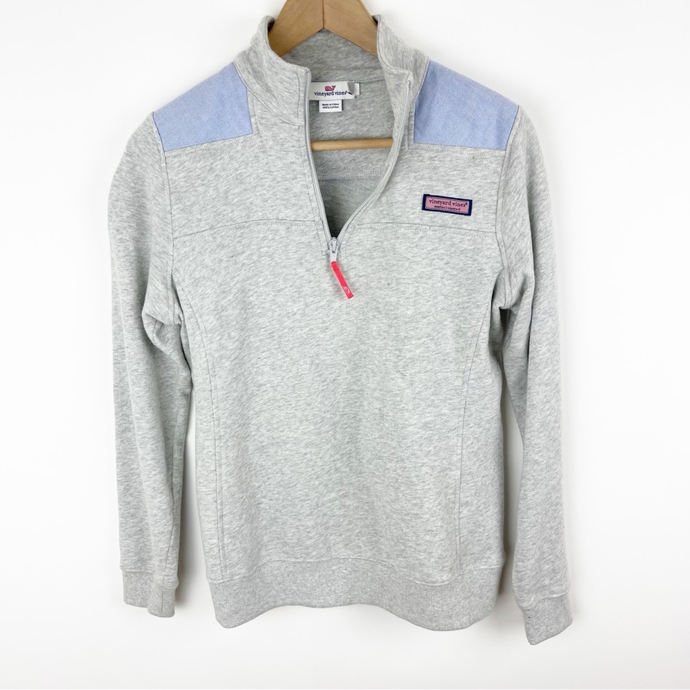 Vineyard Vines Quarter Zip Pull Over Grey & Blue Size Extra Small